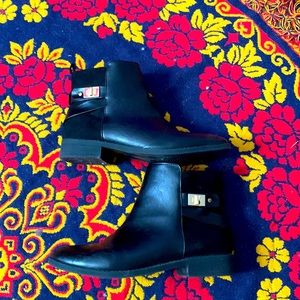 Black and suede booties